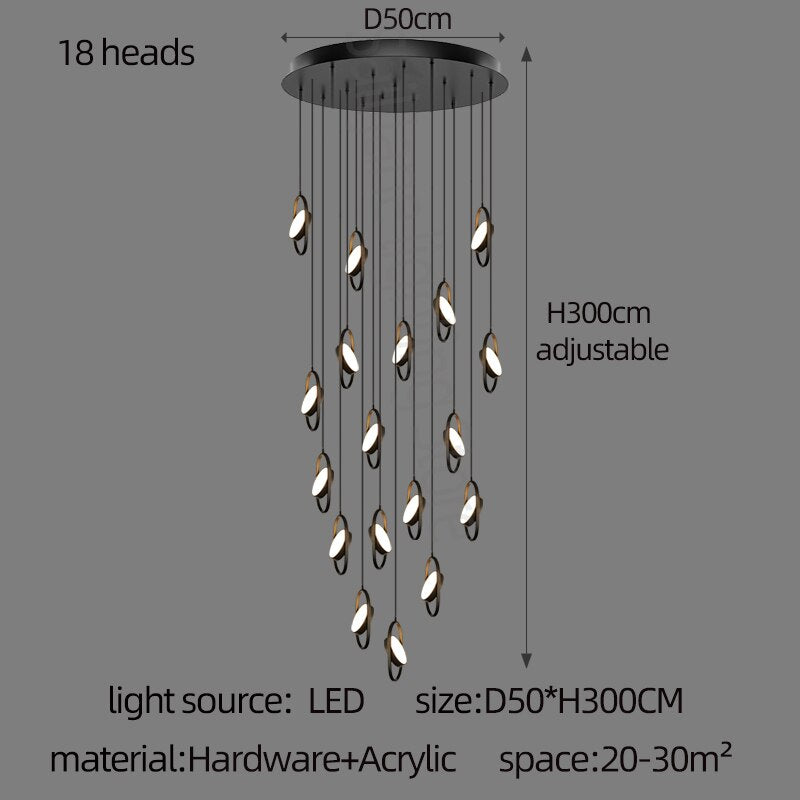 ChandeliersDecor.com-Staircase Chandelier-Oval Ring Pendant Chandelier - Exquisite Lighting Fixture