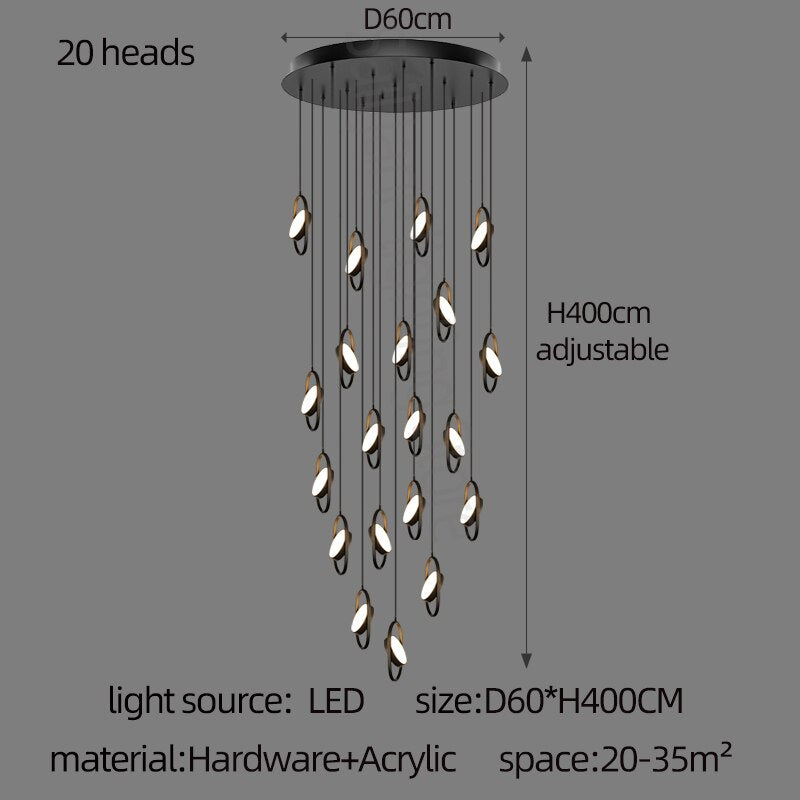 ChandeliersDecor.com-Staircase Chandelier-Oval Ring Pendant Chandelier - Exquisite Lighting Fixture