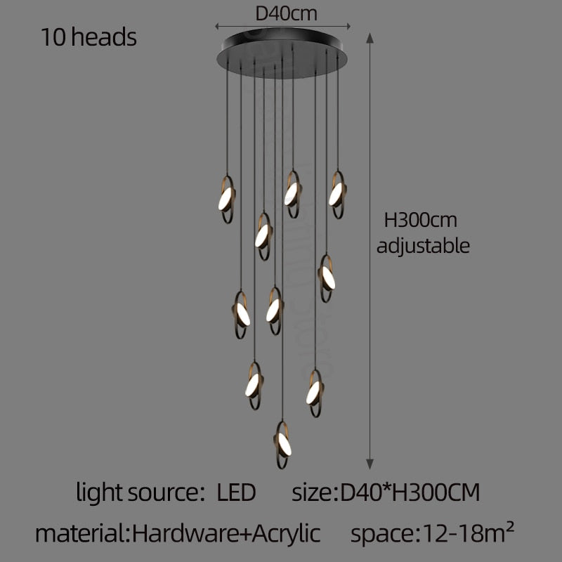 ChandeliersDecor.com-Staircase Chandelier-Oval Ring Pendant Chandelier - Exquisite Lighting Fixture