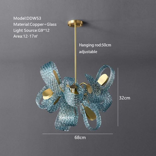 ChandeliersDecor.com-Chandeliers-Peacock Blue Glass Chandelier: Stunning Lighting Fixtures