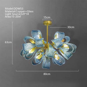 ChandeliersDecor.com-Chandeliers-Peacock Blue Glass Chandelier: Stunning Lighting Fixtures