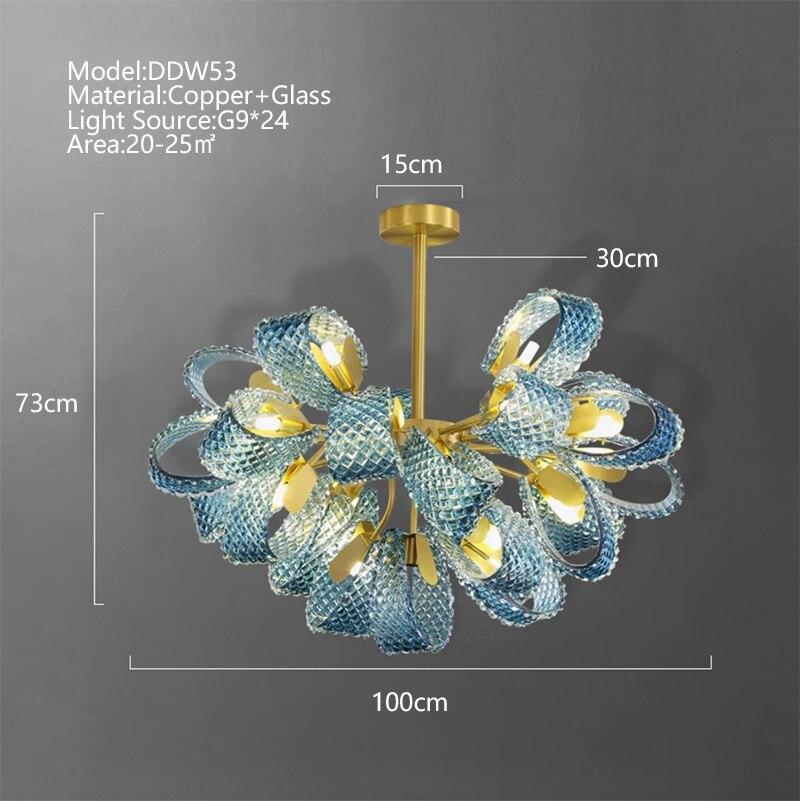 ChandeliersDecor.com-Chandeliers-Peacock Blue Glass Chandelier: Stunning Lighting Fixtures