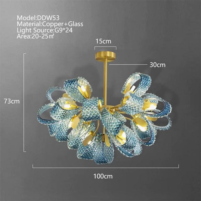 ChandeliersDecor.com-Chandeliers-Peacock Blue Glass Chandelier: Stunning Lighting Fixtures