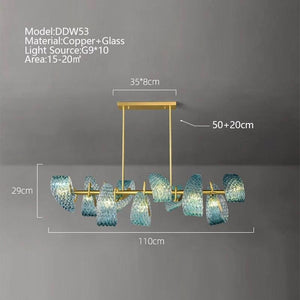 ChandeliersDecor.com-Chandeliers-Peacock Blue Glass Chandelier: Stunning Lighting Fixtures