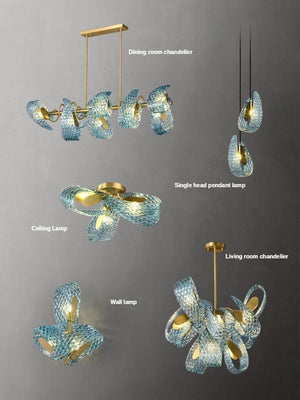 ChandeliersDecor.com-Chandeliers-Peacock Blue Glass Chandelier: Stunning Lighting Fixtures
