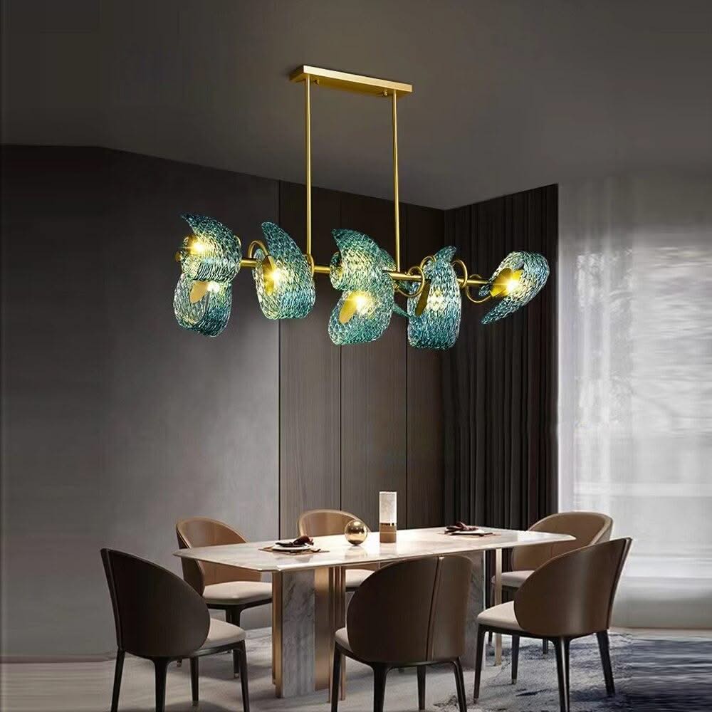 ChandeliersDecor.com-Chandeliers-Peacock Blue Glass Chandelier: Stunning Lighting Fixtures