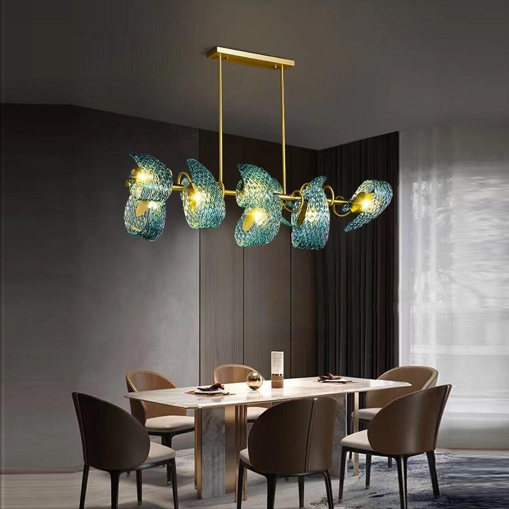 ChandeliersDecor.com-Chandeliers-Peacock Blue Glass Chandelier: Stunning Lighting Fixtures