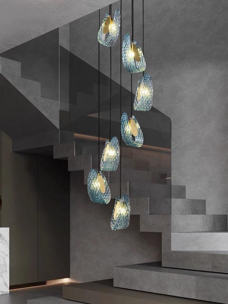 ChandeliersDecor.com-Chandeliers-Peacock Blue Glass Chandelier: Stunning Lighting Fixtures