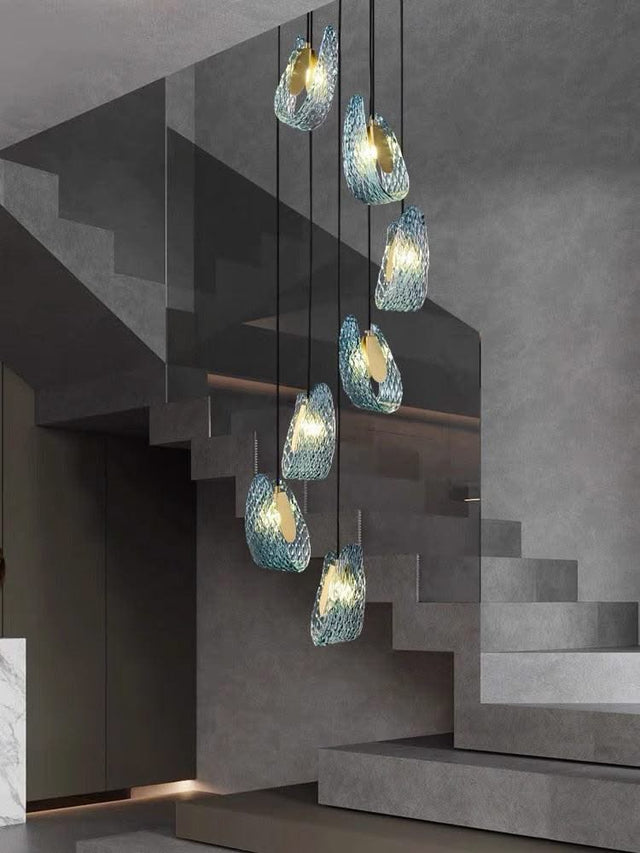 ChandeliersDecor.com-Chandeliers-Peacock Blue Glass Chandelier: Stunning Lighting Fixtures