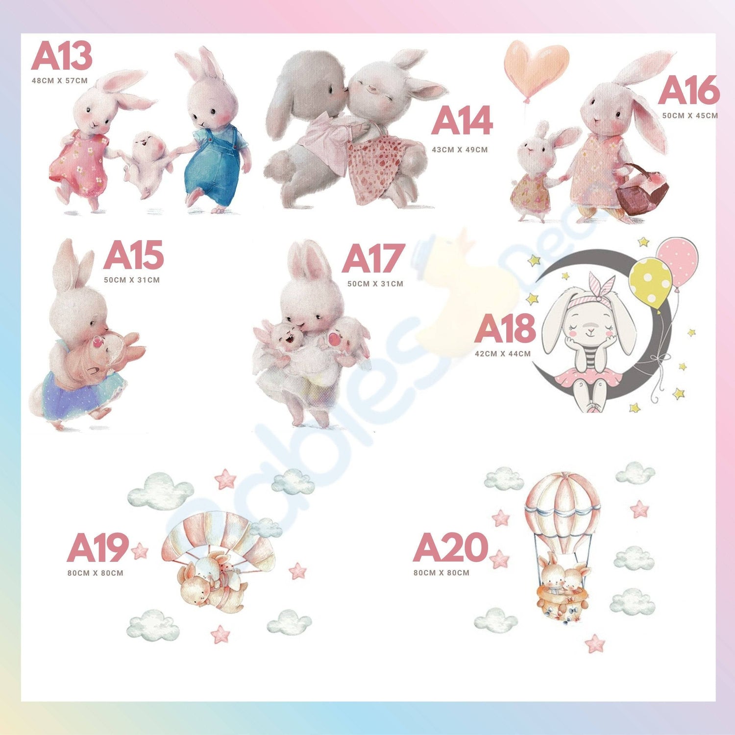 ChandeliersDecor.com-Peter Rabbit Bunny Wall Stickers - Watercolor Baby Nursery Decor