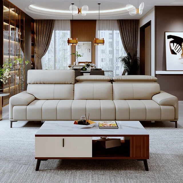 ChandeliersDecor.com-Sofa Set-Piano Keys Cream Wind Leather Sofa Set