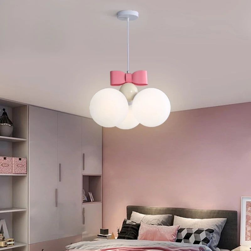 ChandeliersDecor.com-Kids Room Nursery Lighting-Pink Bow Princess Room Chandelier Light - Elegance Illuminated in Every Detail