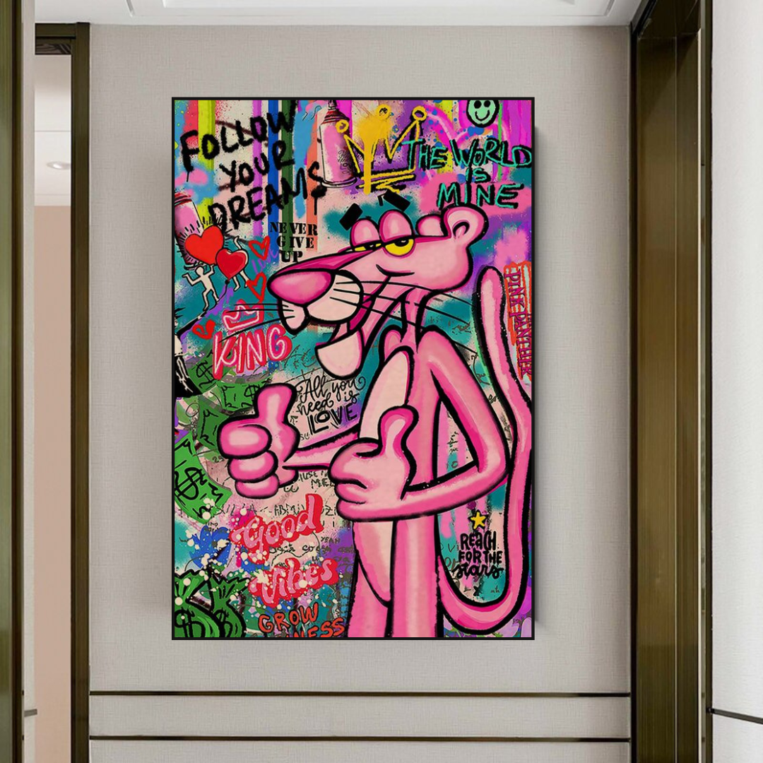 ChandeliersDecor.com-Wall Posters-Pink Panther Canvas Art- A Whimsical Masterpiece