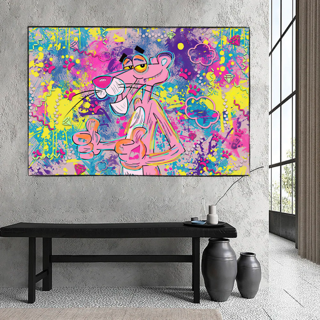ChandeliersDecor.com-Wall Posters-Pink Panther Canvas Wall Art - Vibrant and Creative Décor