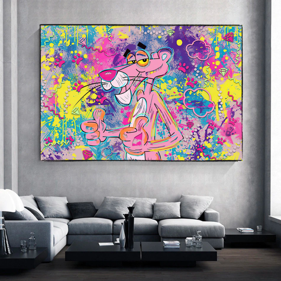 ChandeliersDecor.com-Wall Posters-Pink Panther Canvas Wall Art - Vibrant and Creative Décor