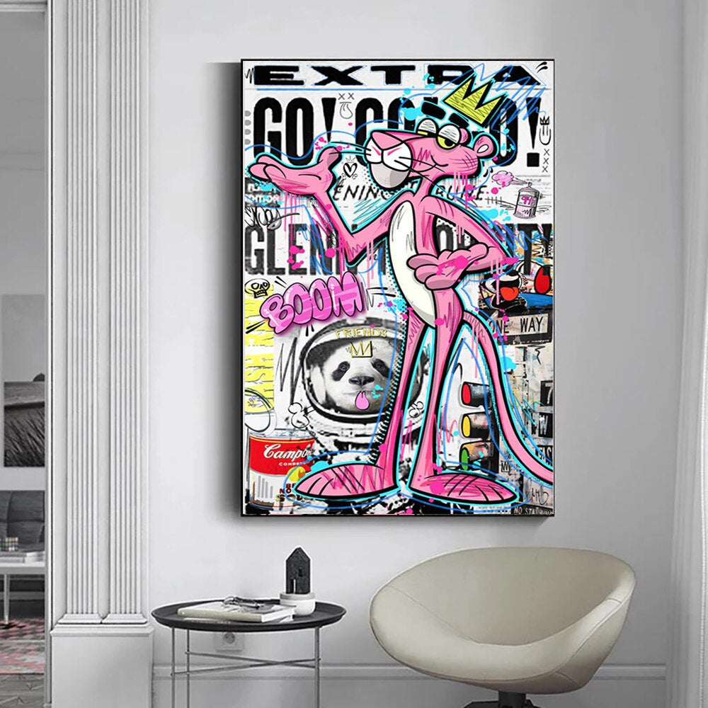 ChandeliersDecor.com-Wall Posters-Pink Panther Extra Go Canvas Wall Art