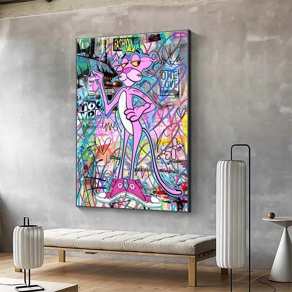 ChandeliersDecor.com-Wall Posters-Pink Panther One Love Art - Fashionable Canvas Wall Art