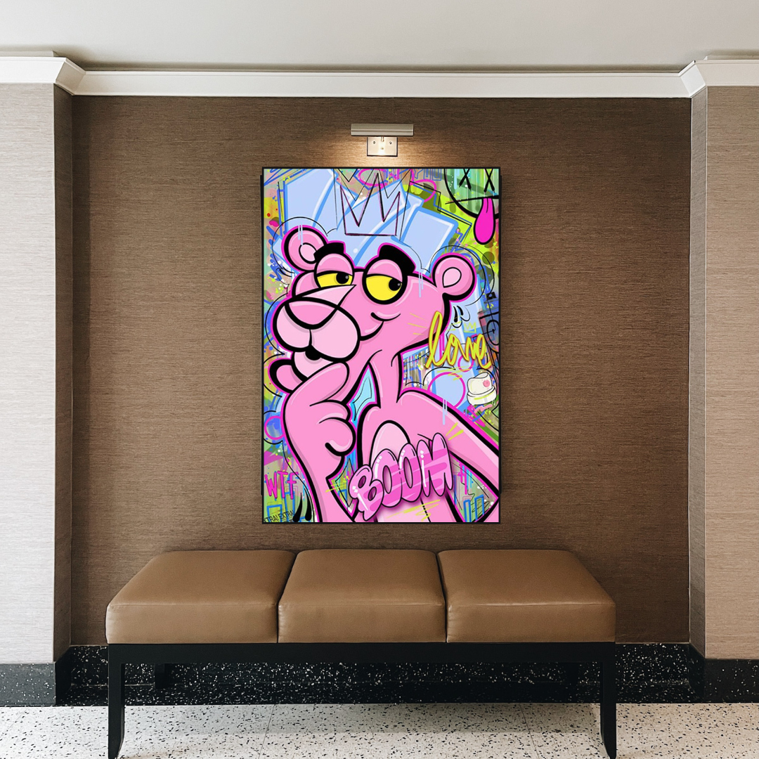 ChandeliersDecor.com-Wall Posters-Pink Panther Poster: Quirky & Stylish Canvas Wall Art