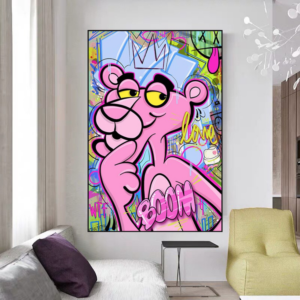 ChandeliersDecor.com-Wall Posters-Pink Panther Poster: Quirky & Stylish Canvas Wall Art
