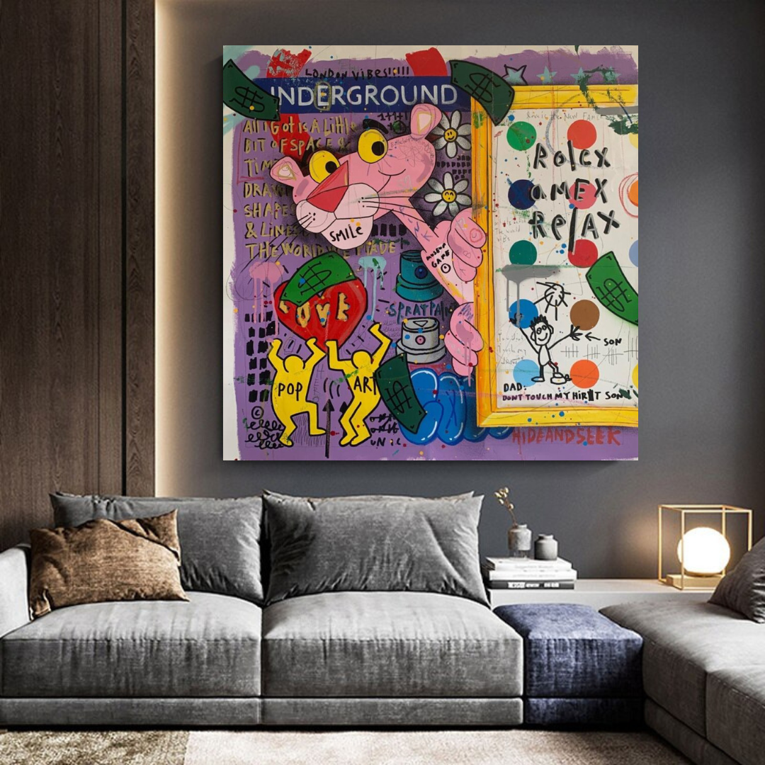 ChandeliersDecor.com-Wall Posters-Pink Panther Relax Canvas Wall Art