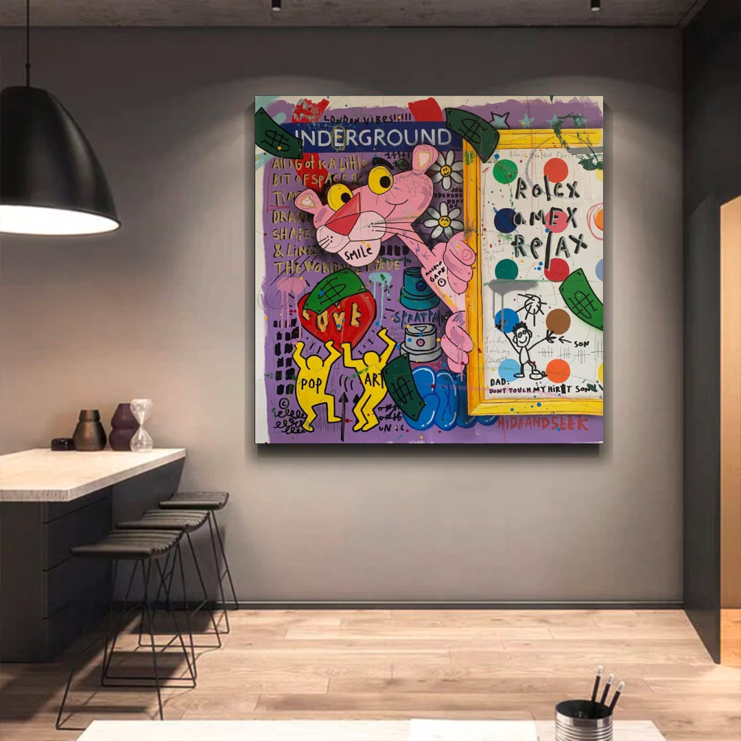ChandeliersDecor.com-Wall Posters-Pink Panther Relax Canvas Wall Art