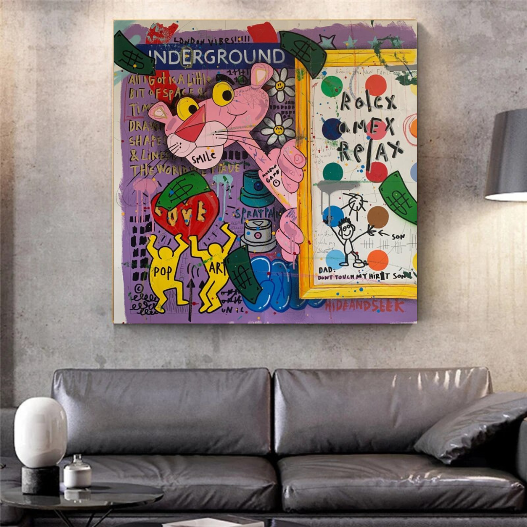 ChandeliersDecor.com-Wall Posters-Pink Panther Relax Canvas Wall Art