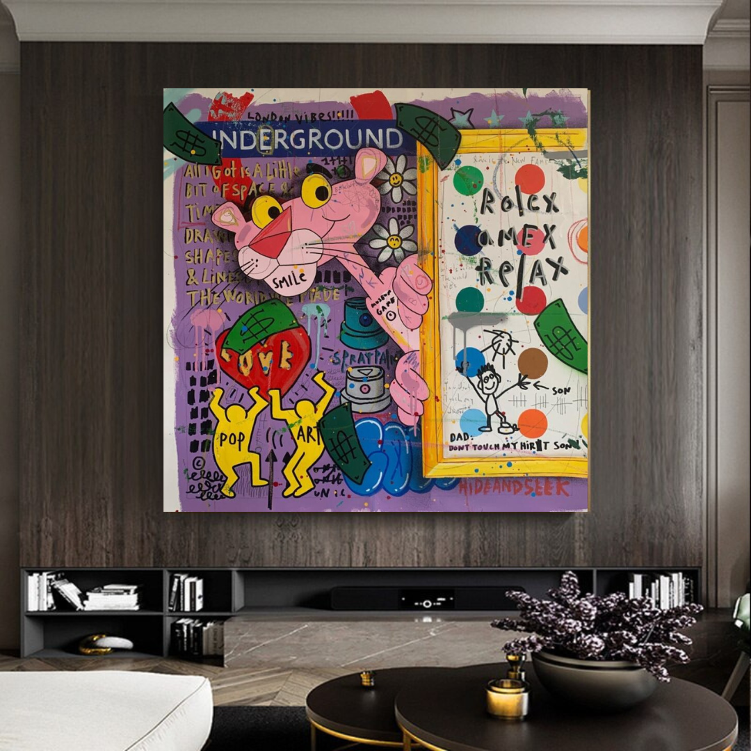ChandeliersDecor.com-Wall Posters-Pink Panther Relax Canvas Wall Art