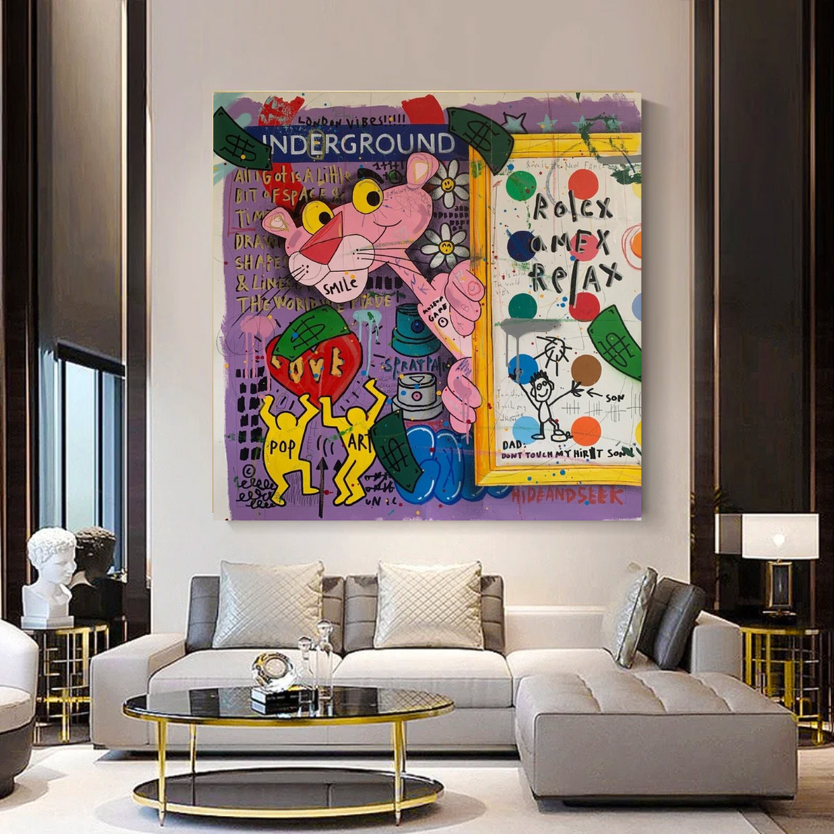 ChandeliersDecor.com-Wall Posters-Pink Panther Relax Canvas Wall Art