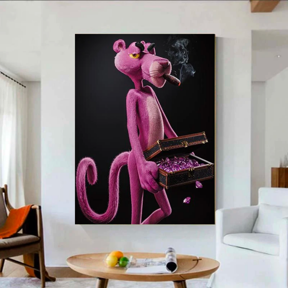 ChandeliersDecor.com-Wall Posters-Pink Panther Wall Art for Unique Smoking Decor