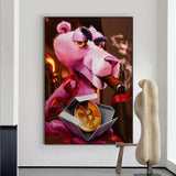 ChandeliersDecor.com-Wall Posters-Pink Panther Wall Art - Vibrant Smoking Artwork