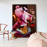 ChandeliersDecor.com-Wall Posters-Pink Panther Wall Art - Vibrant Smoking Artwork