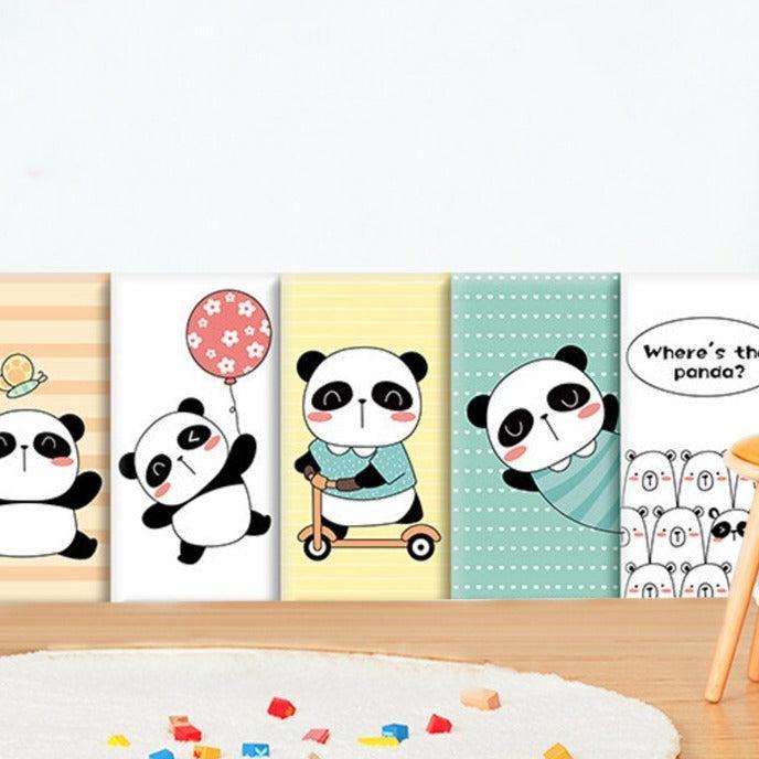 ChandeliersDecor.com-Padded Walls-Playful Jungle Pandas Kids Wall Padded Safety Cushions