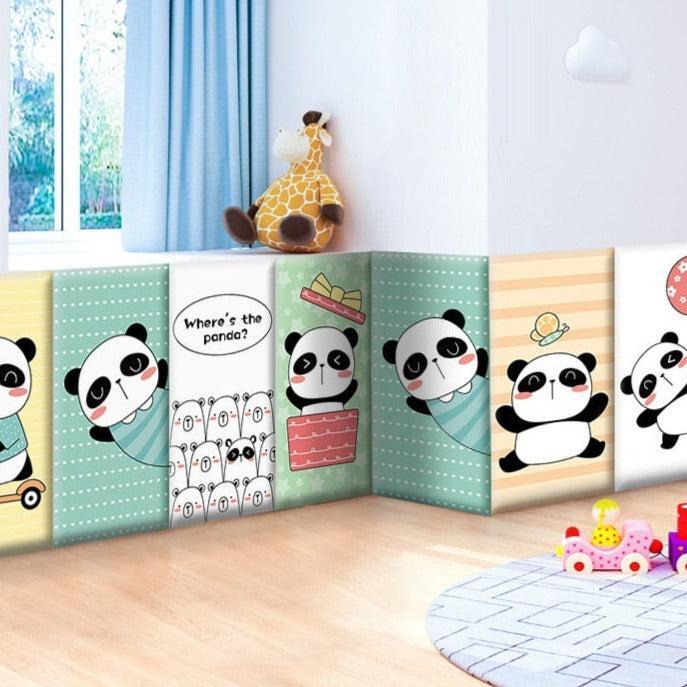 ChandeliersDecor.com-Padded Walls-Playful Jungle Pandas Kids Wall Padded Safety Cushions