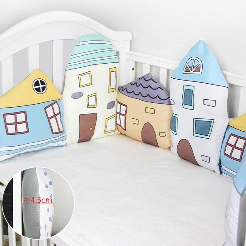 ChandeliersDecor.com-Crib Bumper-Plush Baby Bed Bumper House Theme | Baby Bedding Set Accessories | Infant Crib Bumpers
