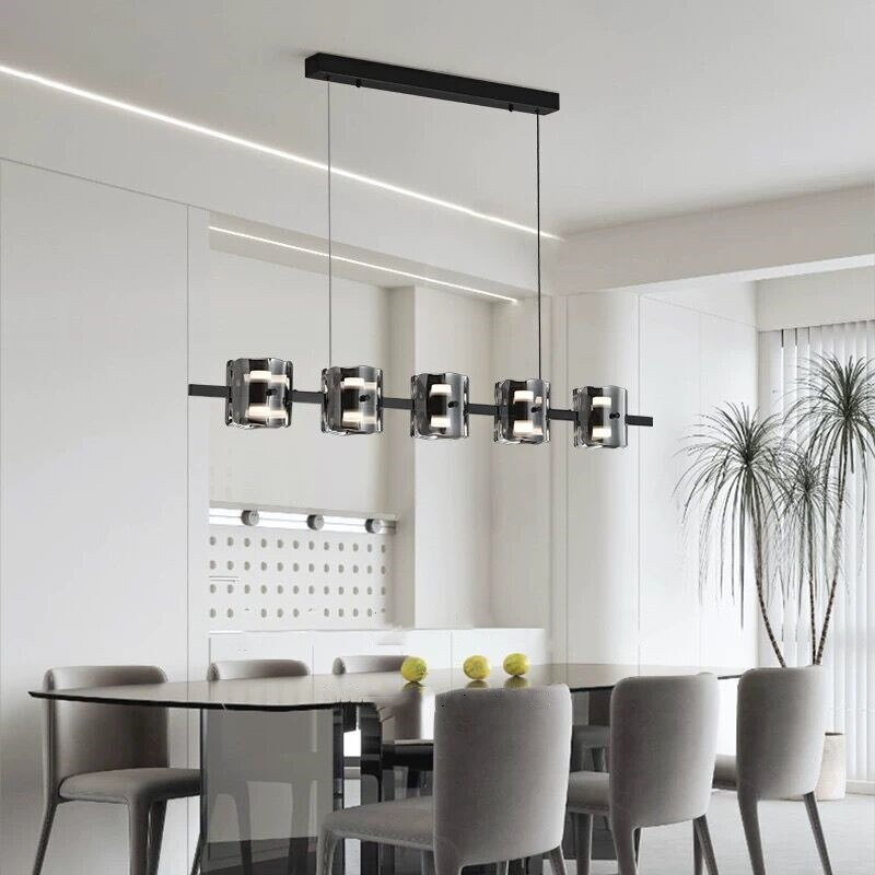 ChandeliersDecor.com-Kitchen Island-Polish Black Glass: Kitchen Island Lighting