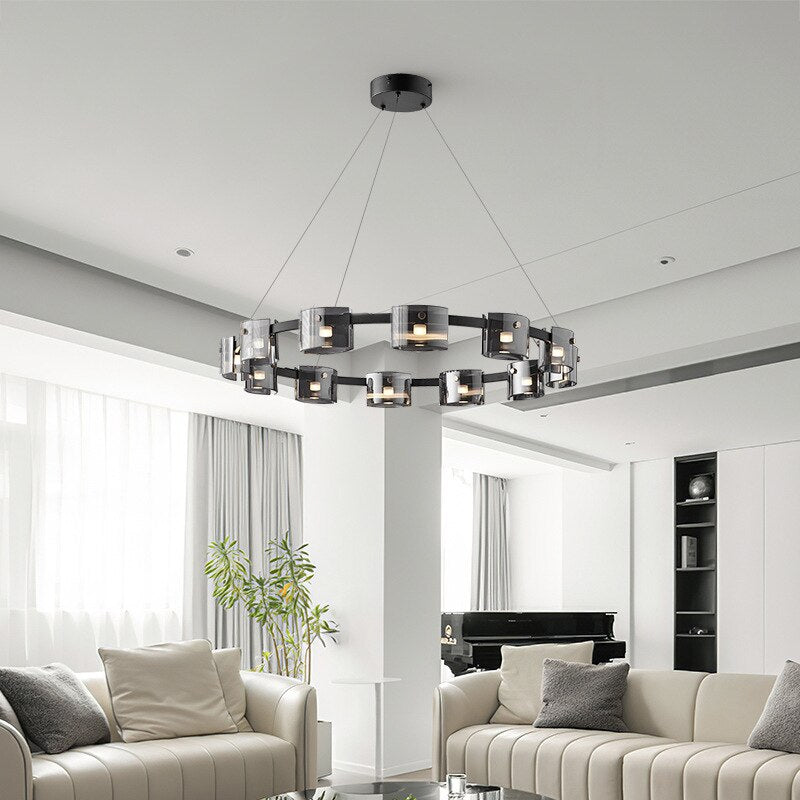 ChandeliersDecor.com-Kitchen Island-Polish Black Glass: Kitchen Island Lighting