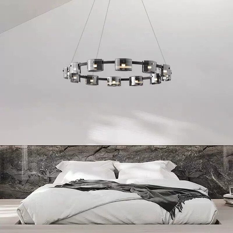 ChandeliersDecor.com-Kitchen Island-Polish Black Glass: Kitchen Island Lighting