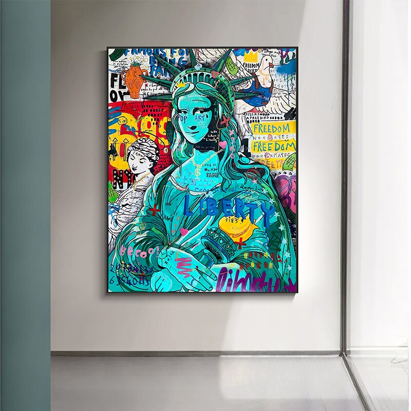 ChandeliersDecor.com-Wall Posters-Pop Graffiti Art Statue Of Liberty Canvas Wall Art