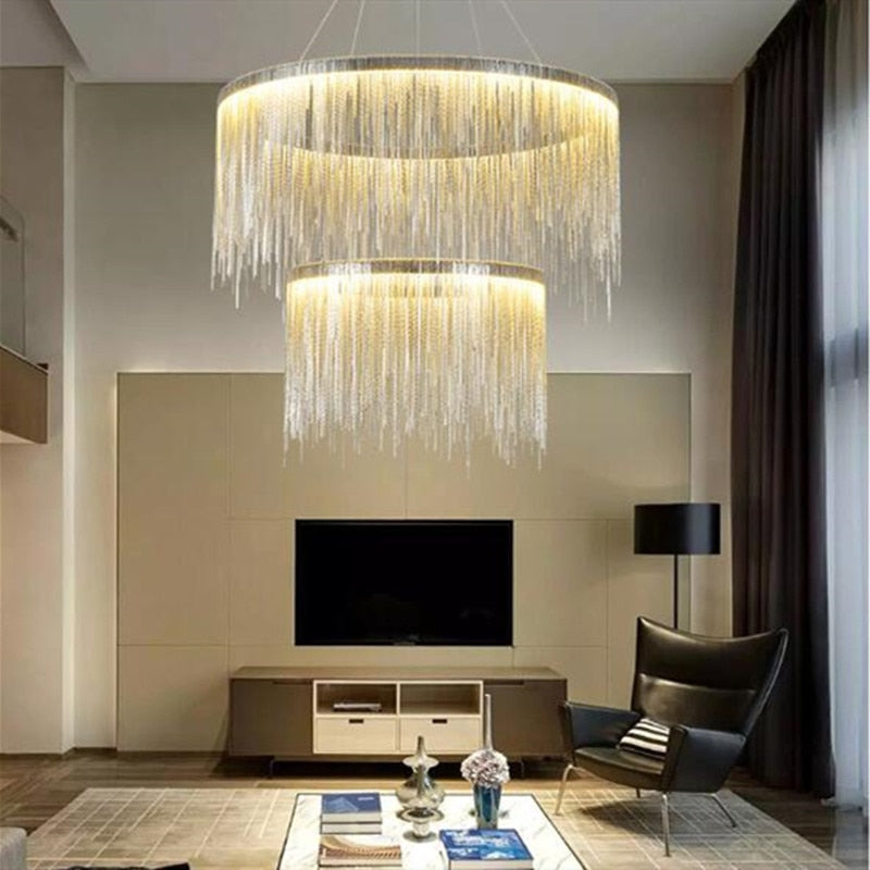 ChandeliersDecor.com-Chandeliers-Postmodern Style Living Room Chain Led Chandelier
