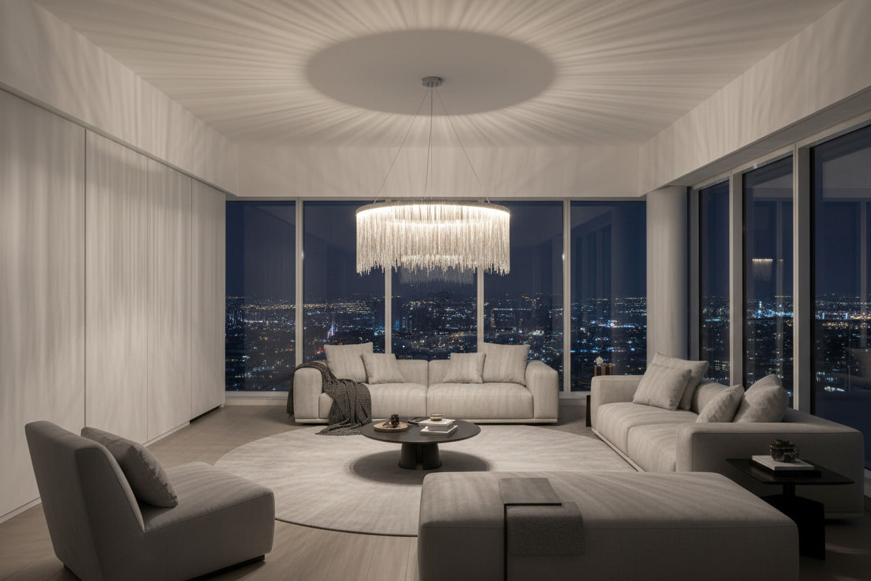 Postmodern Style Living Room Chain Led Chandelier-ChandeliersDecor.com