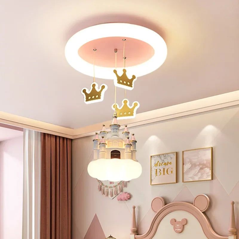 ChandeliersDecor.com-Kids Room Nursery Lighting-Princess Castle Crown Ceiling Light