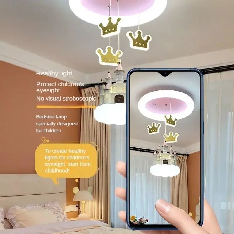 ChandeliersDecor.com-Kids Room Nursery Lighting-Princess Castle Crown Ceiling Light