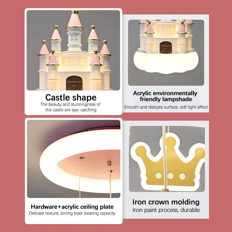ChandeliersDecor.com-Kids Room Nursery Lighting-Princess Castle Crown Ceiling Light