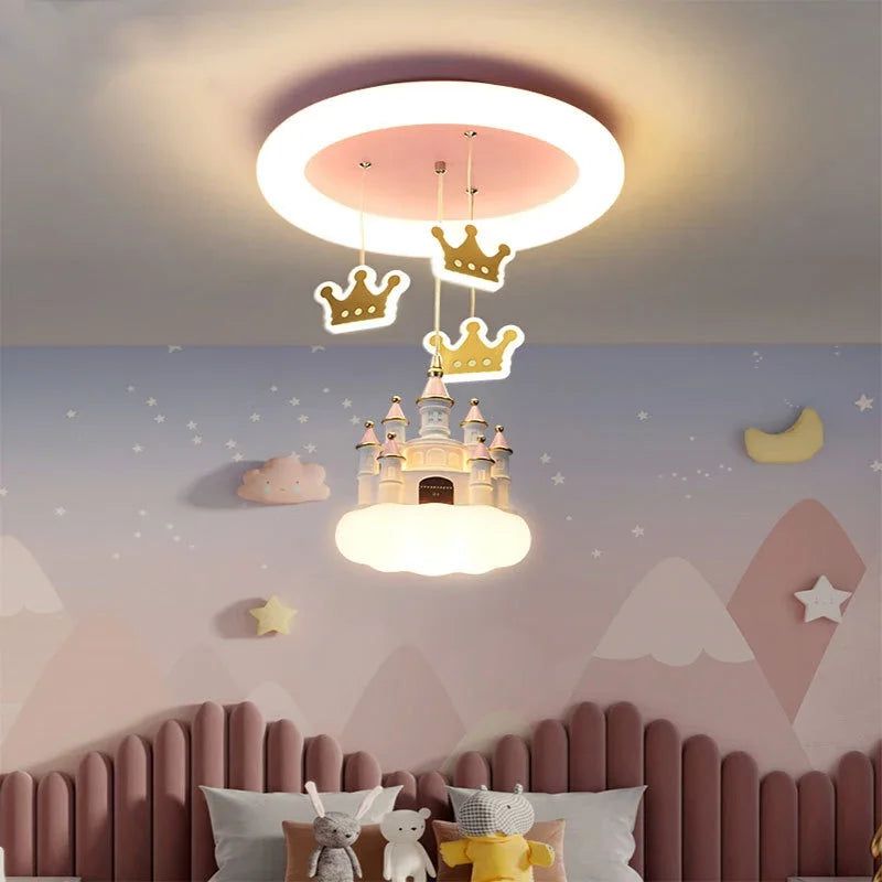 ChandeliersDecor.com-Kids Room Nursery Lighting-Princess Castle Crown Ceiling Light