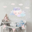 ChandeliersDecor.com-Wallpapers Murals-Purple Flower Sleeping Moon Clouds and Stars Wall Sticker