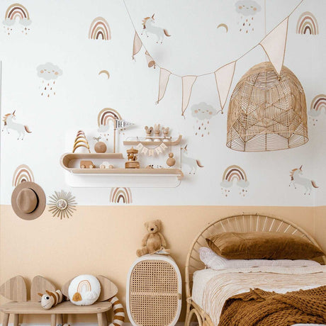 ChandeliersDecor.com-Kids Nursery Bohemian Wall Decals-Rain Clouds Rainbow Wall Decal: Vibrant and Beautiful