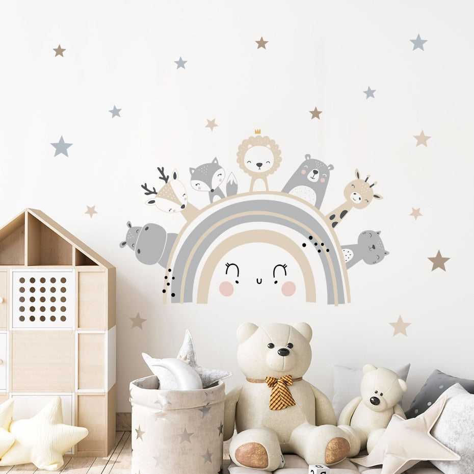 ChandeliersDecor.com-Rainbow Animals Wall Decal – Vibrant and Playful Designs