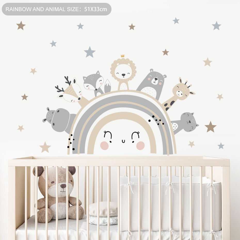 ChandeliersDecor.com-Rainbow Animals Wall Decal – Vibrant and Playful Designs