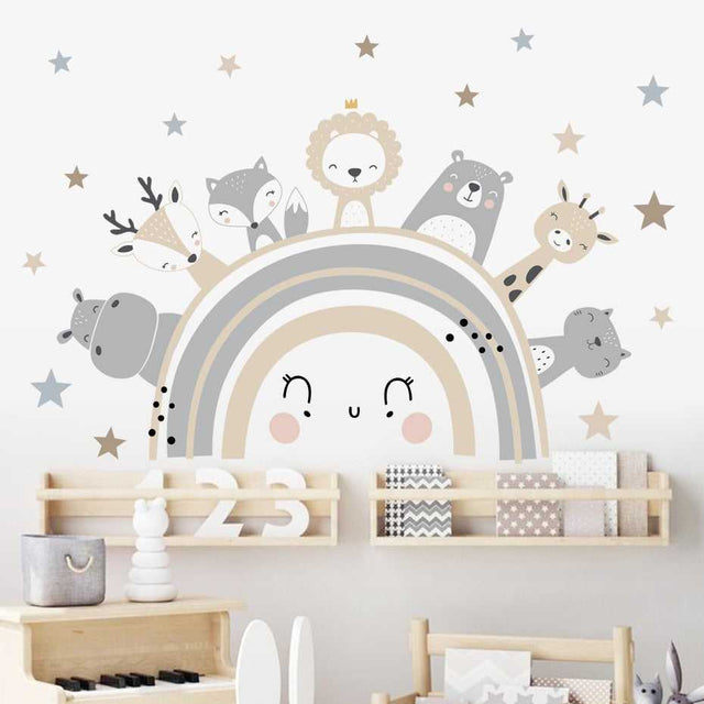 ChandeliersDecor.com-Rainbow Animals Wall Decal – Vibrant and Playful Designs