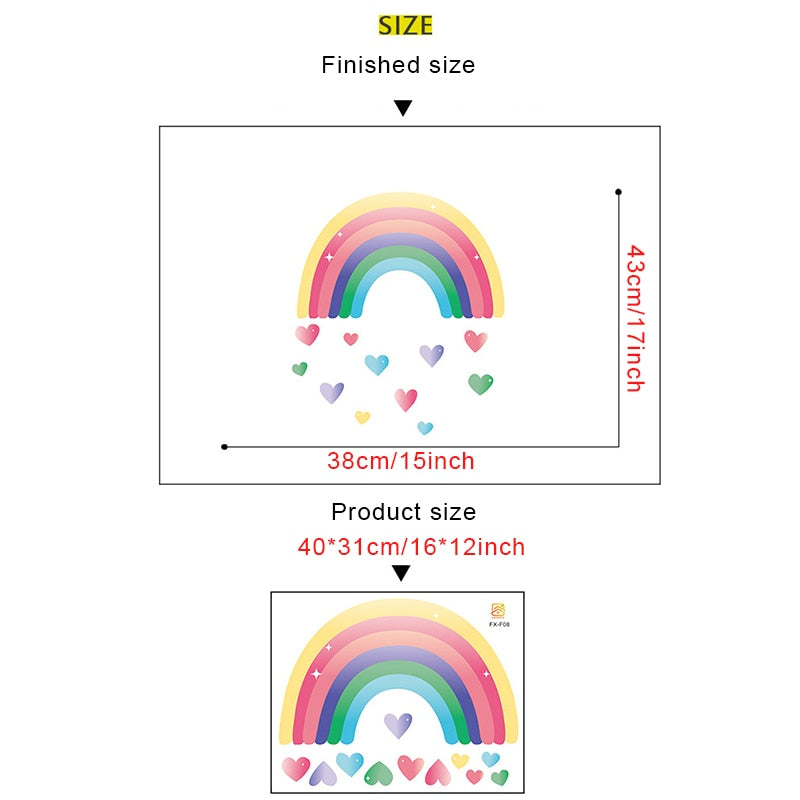 ChandeliersDecor.com-Rainbow Love Heart Wall Stickers for Baby Room